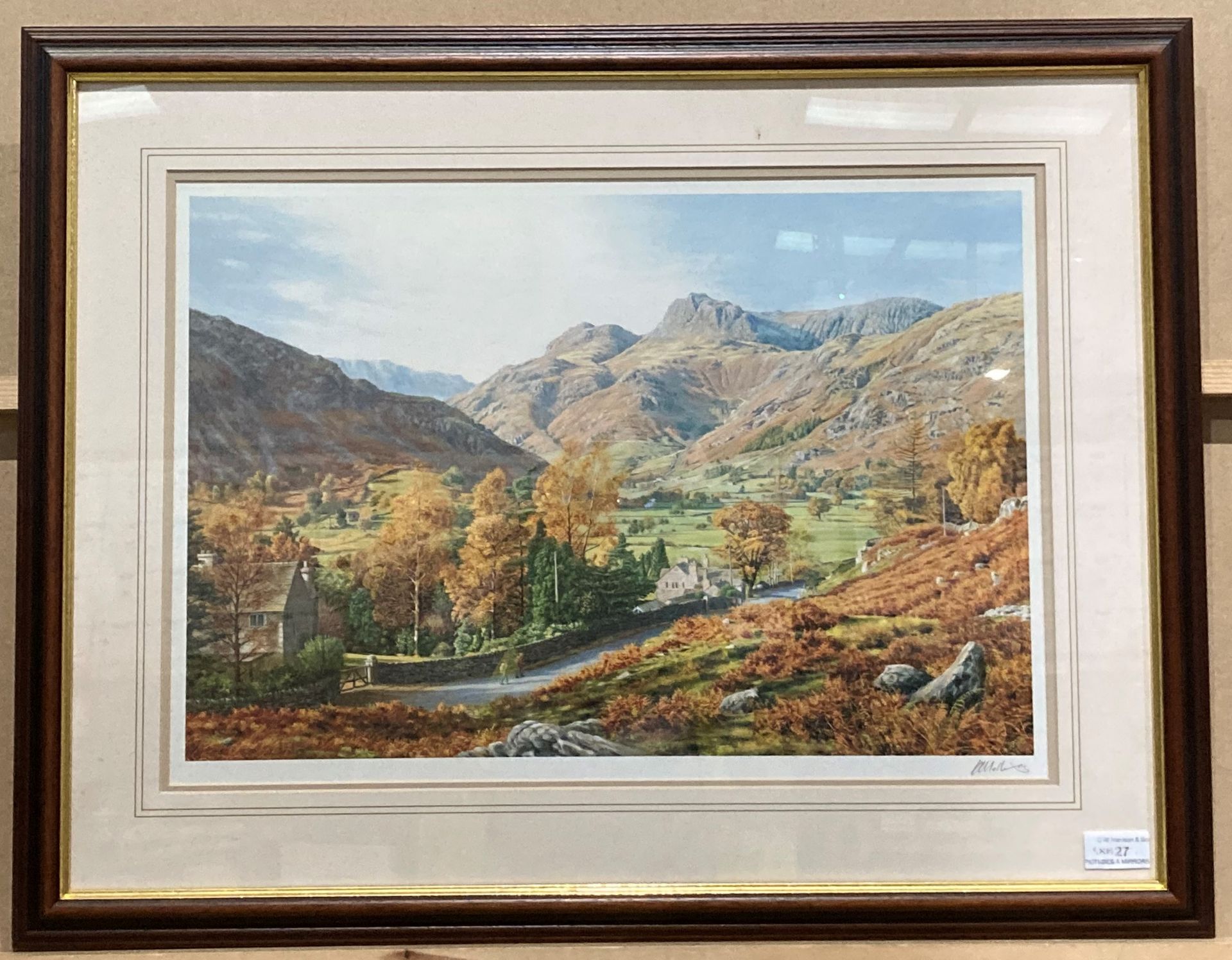 K Melling, 'Great Langdale', print with signature in pencil, framed,