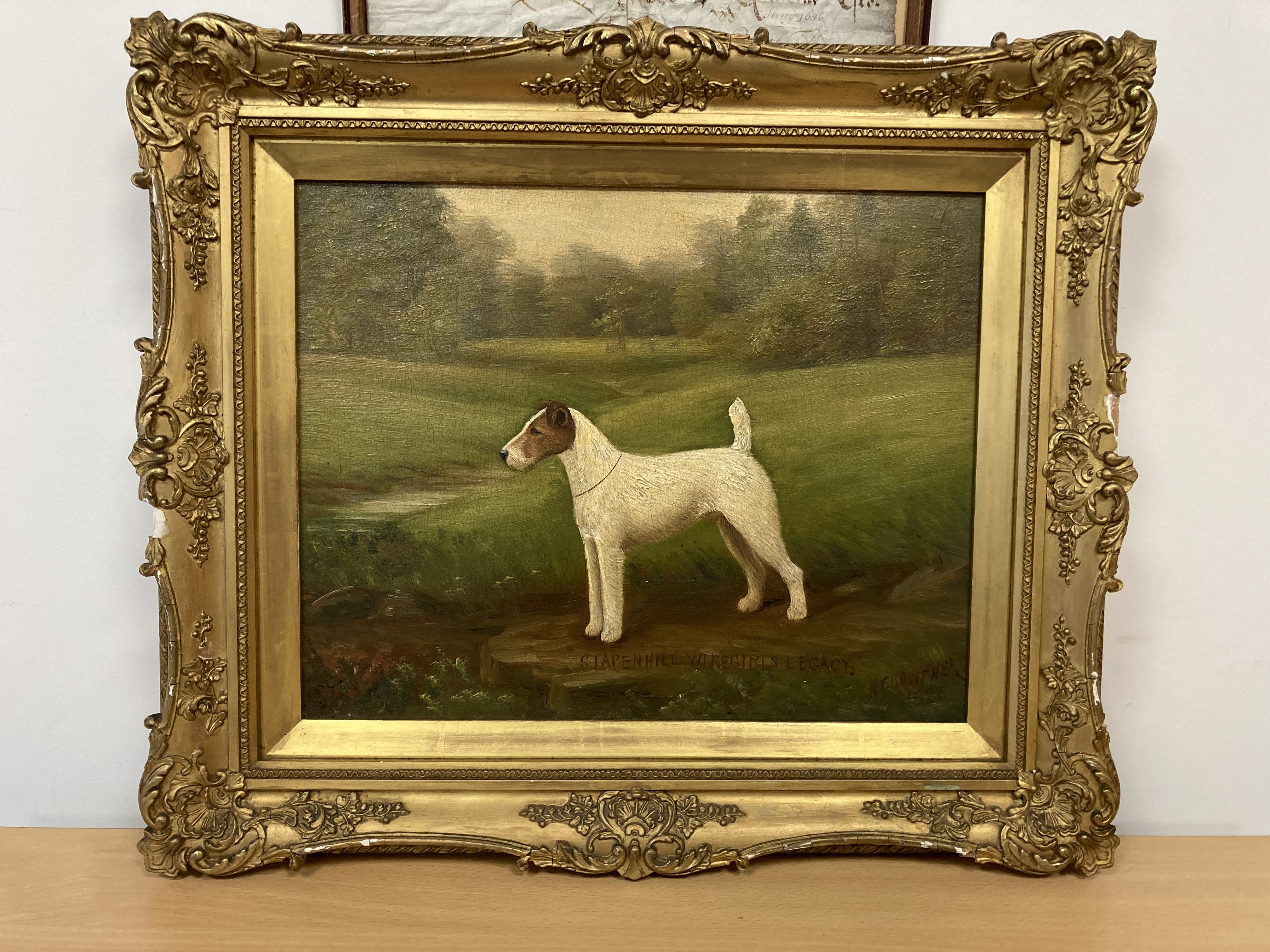 H Crowther 1923, 'Stapenhill Wiregirls Legacy', study of a fox terrier, oil on canvas, - Image 11 of 32