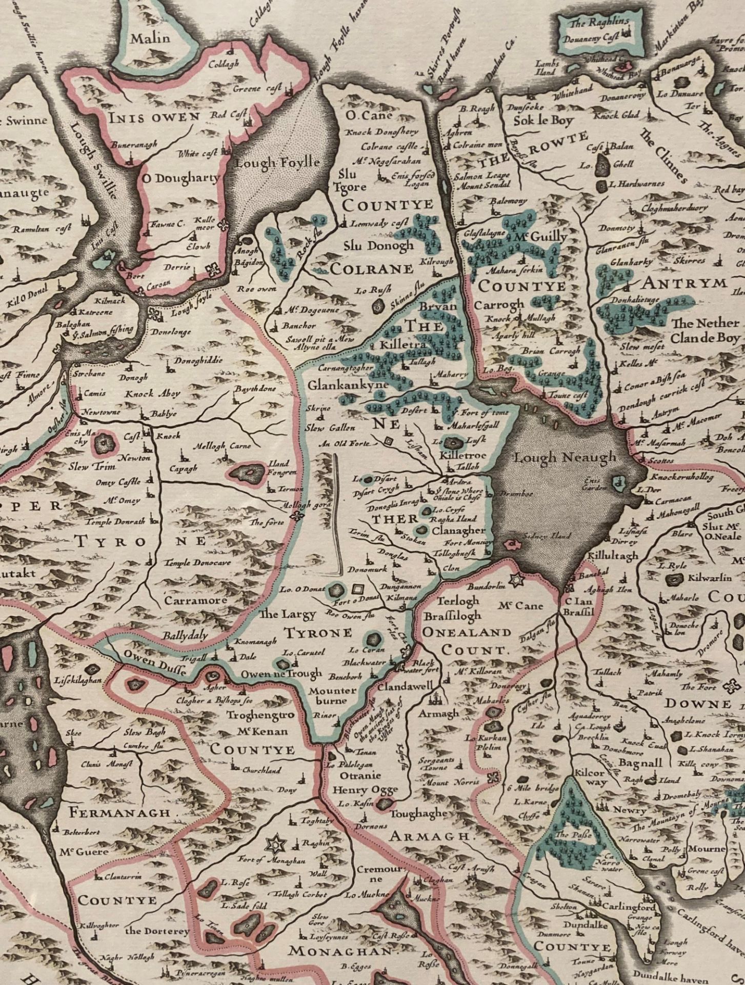 John Blaeu, framed coloured map of 'The North of Ireland from the Atlas Novus 1654', - Image 3 of 3