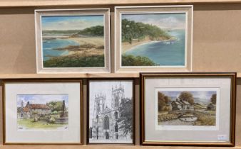 M Parsons, 'Portlet - Guernsey' and 'Fermain Bay - Guernsney', oils on board, signed, framed,