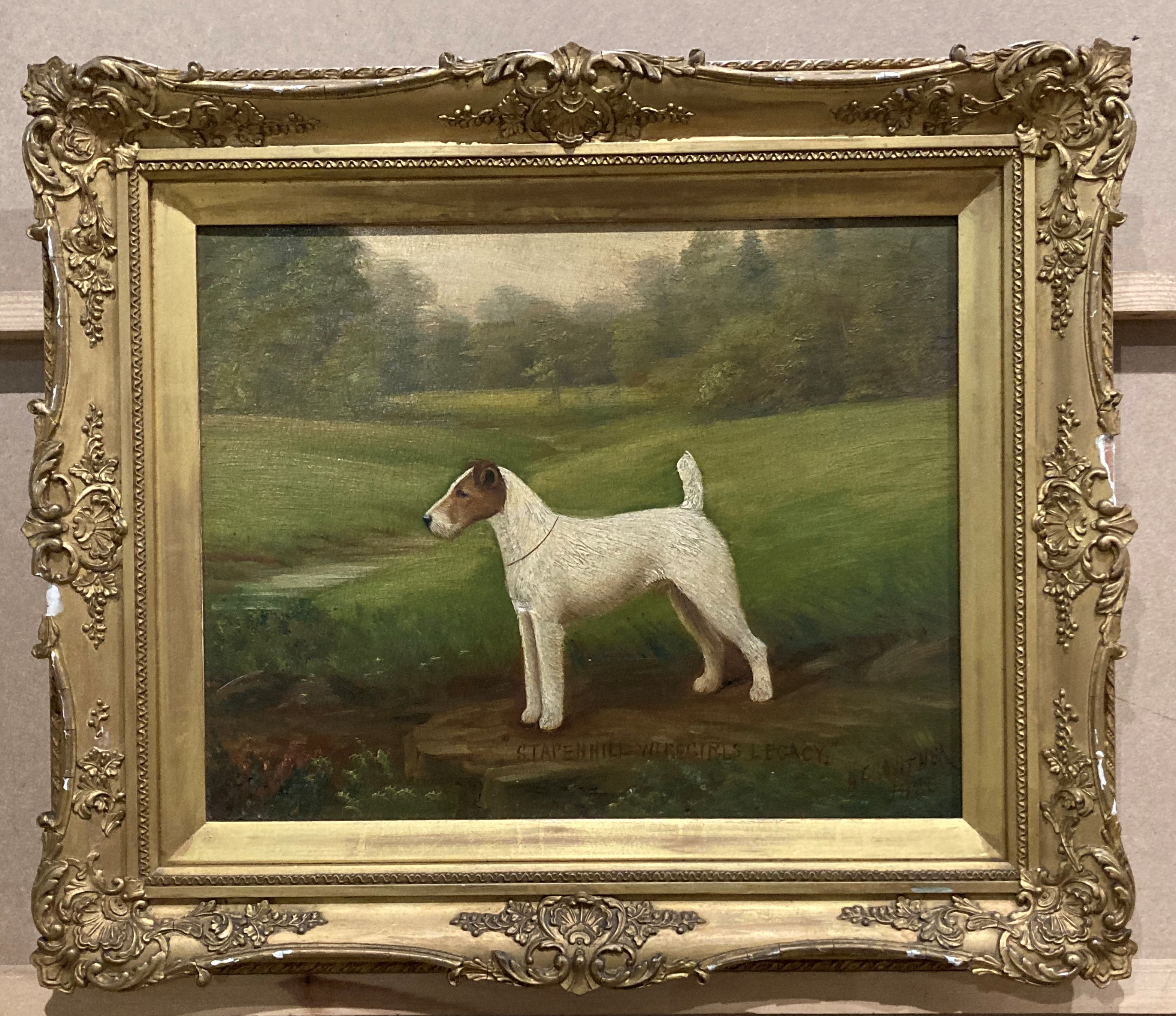 H Crowther 1923, 'Stapenhill Wiregirls Legacy', study of a fox terrier, oil on canvas, - Image 2 of 32