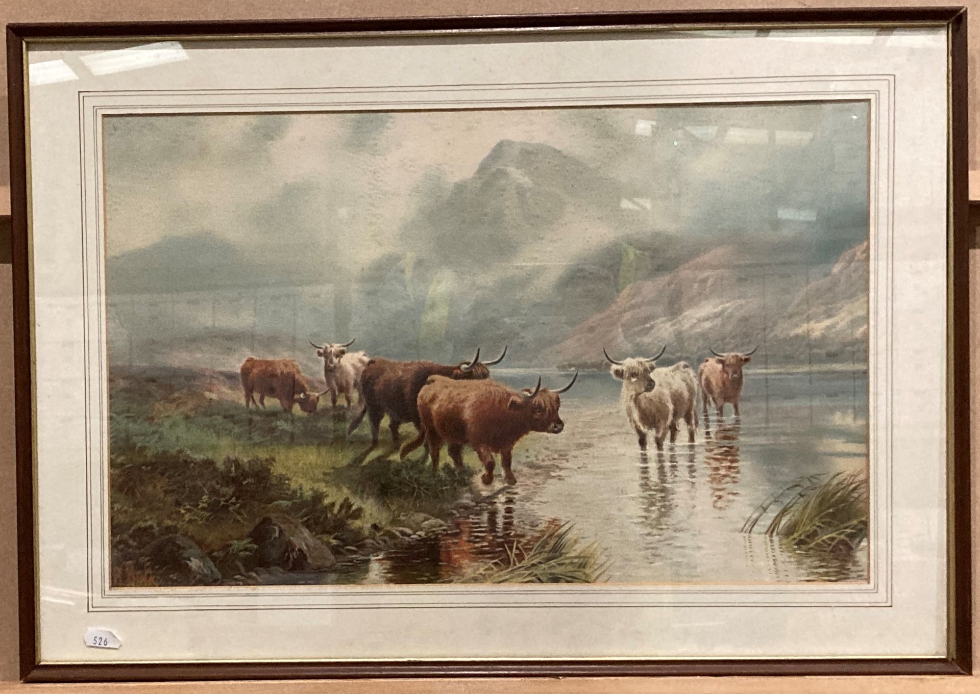 H R Hall, pair of framed prints of Highland Cattle, - Image 5 of 5