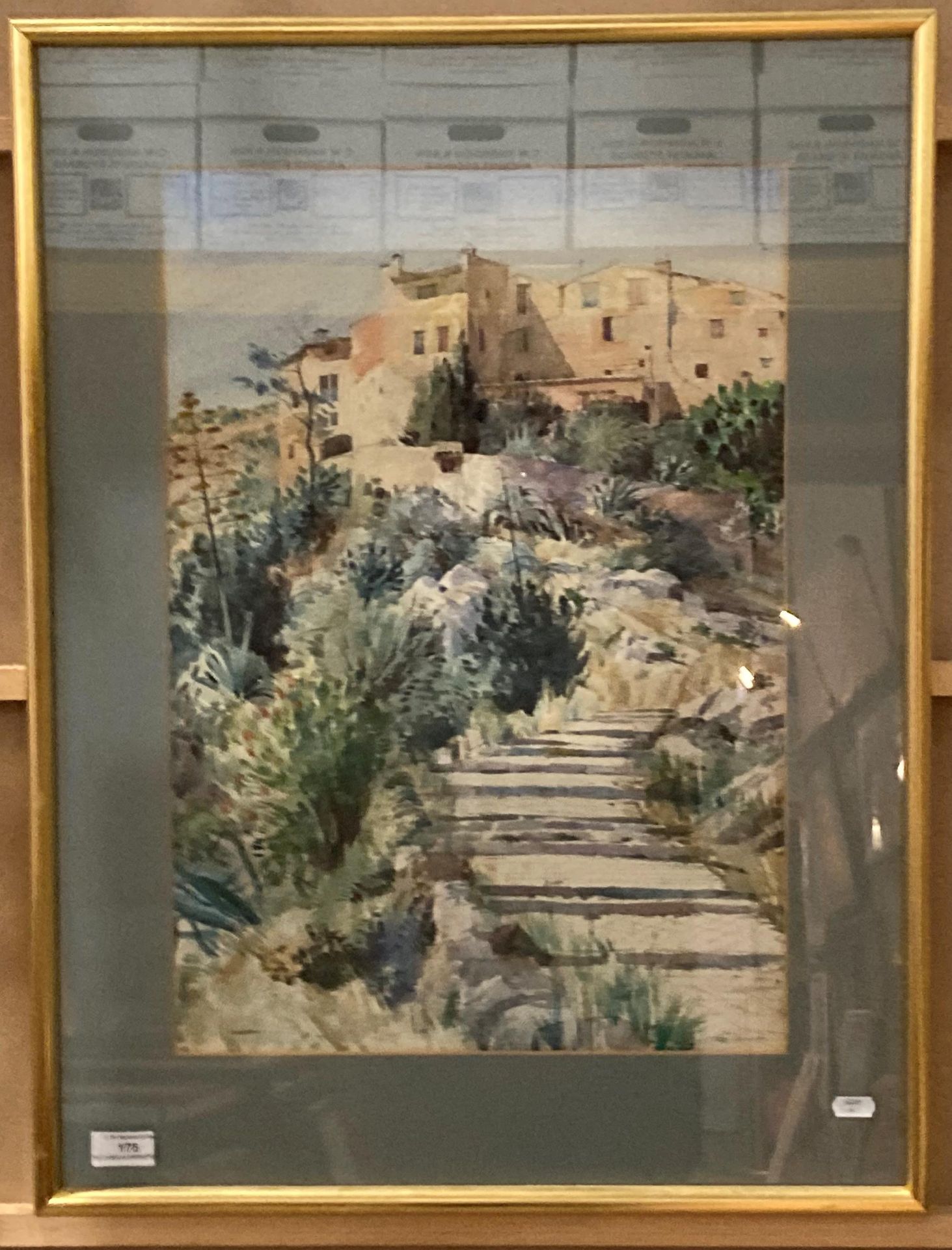 John Hammond, framed watercolour 'Mediterranean Villa', 54cm x 38cm,