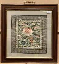 A framed silk embroidered picture 42cm x 36cm (Saleroom location: S3/Gallery)