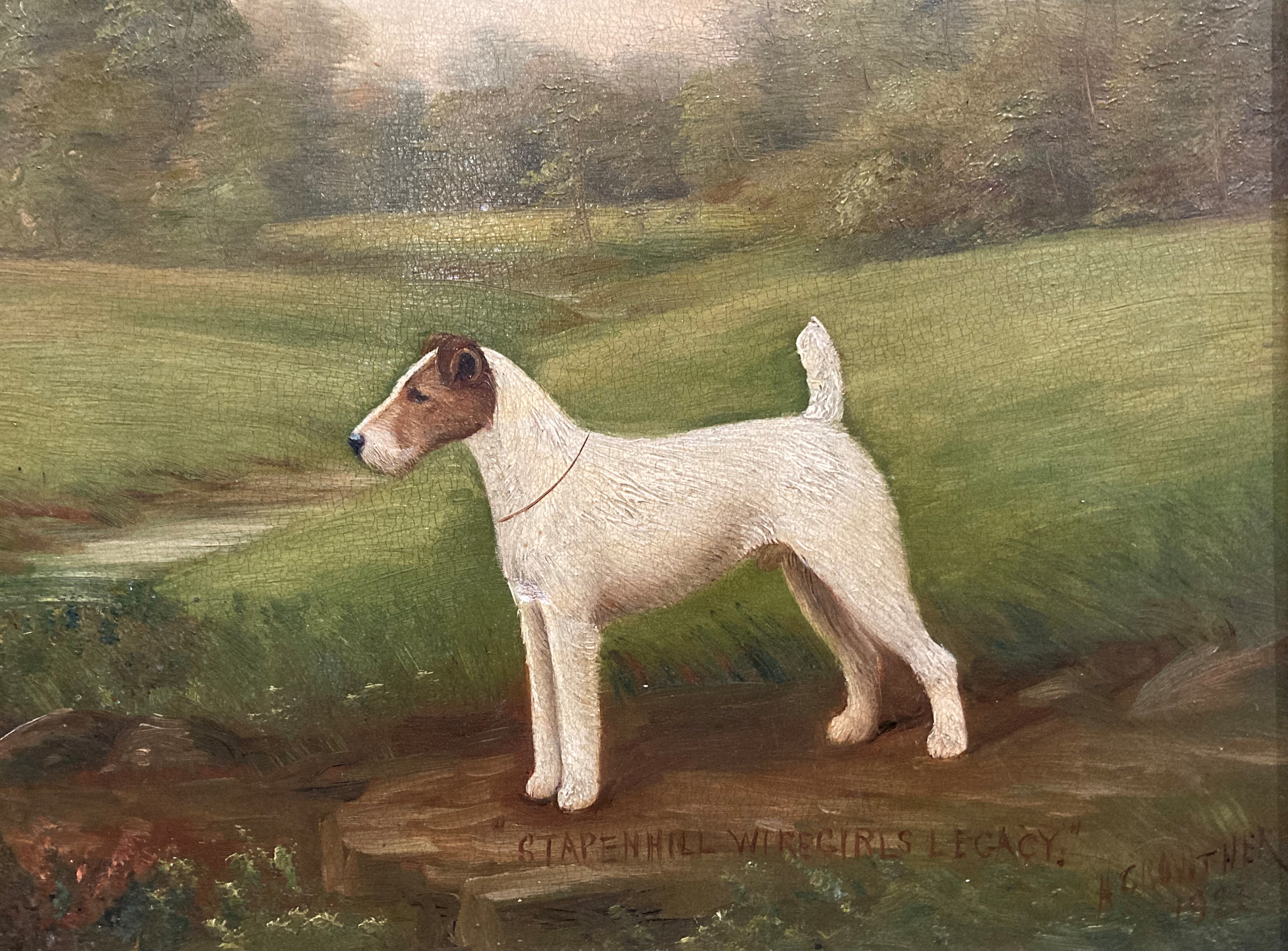 H Crowther 1923, 'Stapenhill Wiregirls Legacy', study of a fox terrier, oil on canvas, - Image 3 of 32