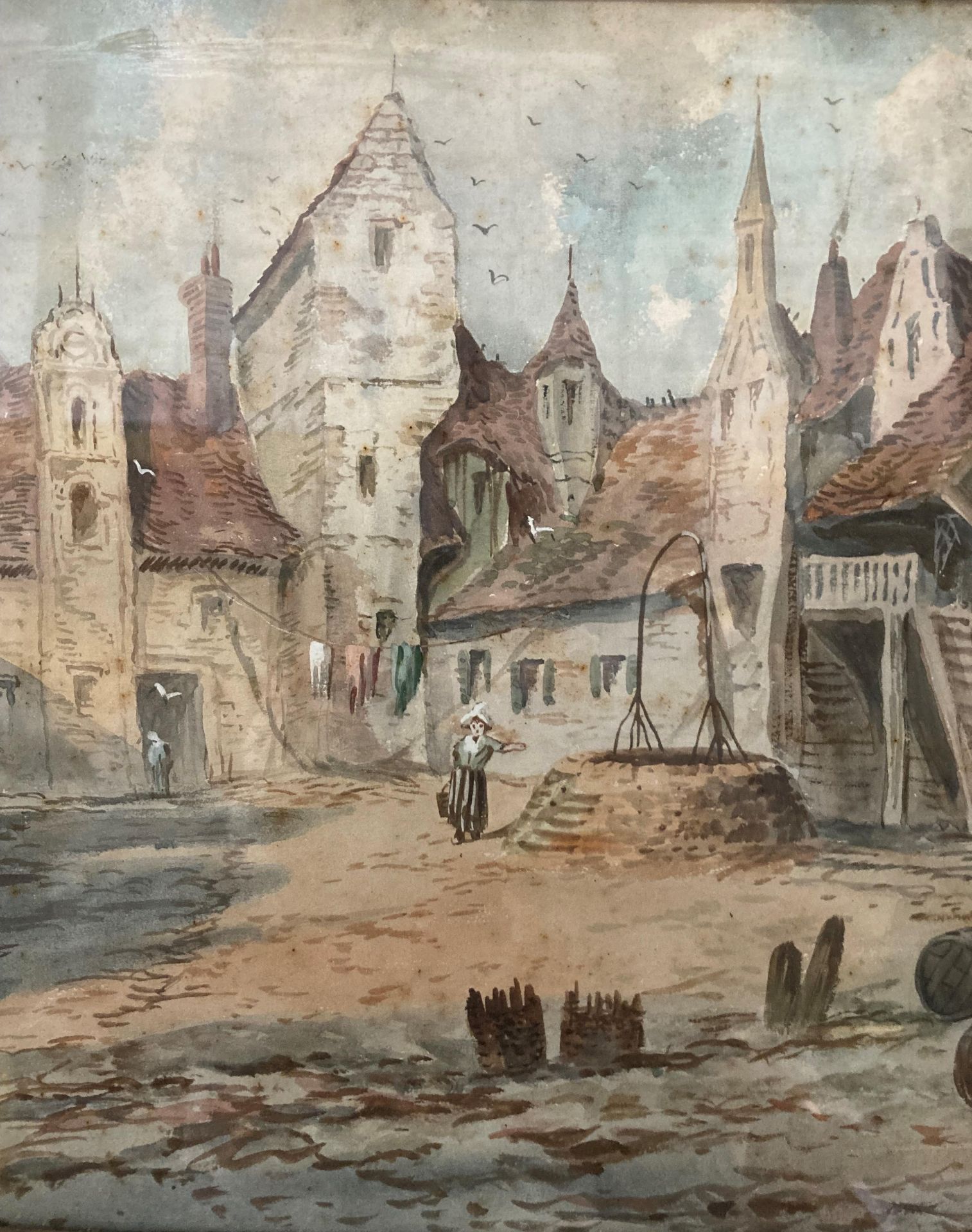 J de Burstville, 'Old Court, Namur' and 'Ghent', a pair of ornate gilt framed watercolours, - Image 10 of 10