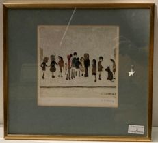 † L S Lowry (1887-1975), 'Group of Children', lithograph in colours, signed in pencil,