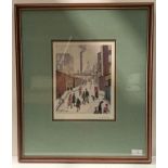† L S Lowry (1887-1975), 'Street Scene', lithograph in colours, signed in pencil,