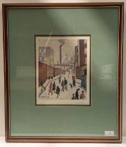 † L S Lowry (1887-1975), 'Street Scene', lithograph in colours, signed in pencil,