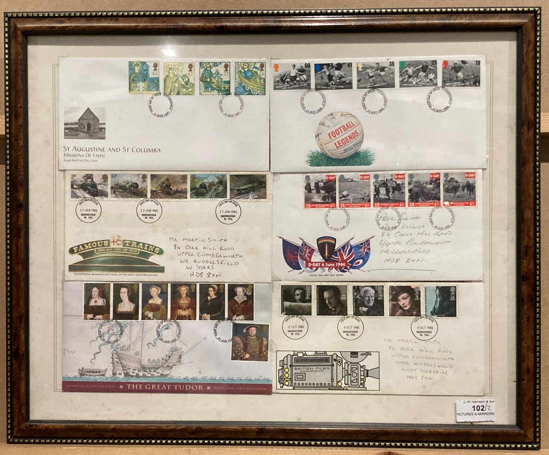 Two framed Royal Mail first day cover Montages - featuring Football Legends, D-Day, - Image 2 of 3