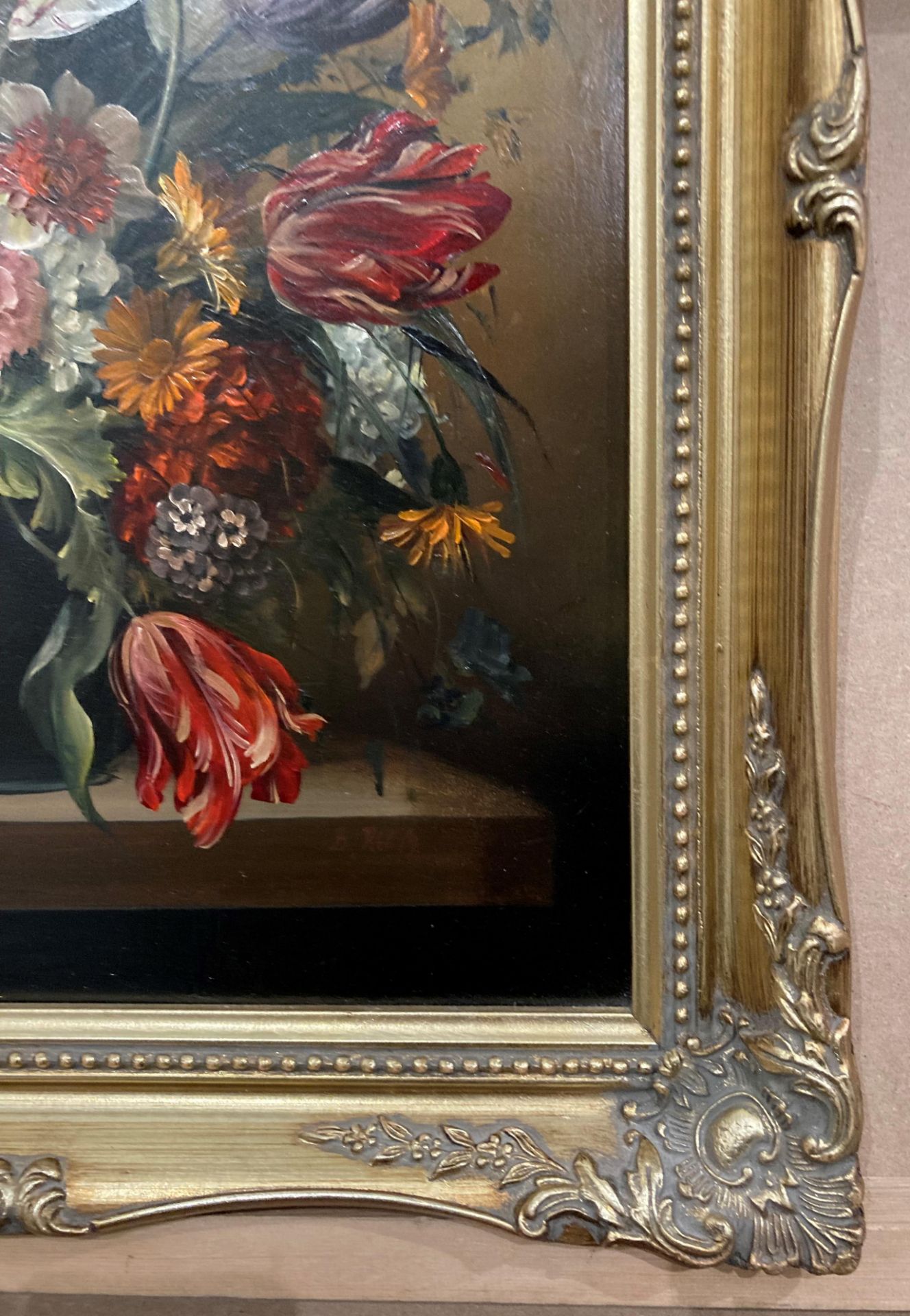 B Palm, 'Still Life - Flowers', oil on board, ornate gilt frame, - Image 9 of 12