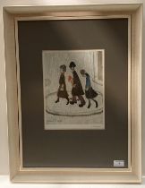 † L S Lowry (1887-1975), 'The Family', lithograph in colours, signed in pencil,