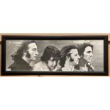 Framed black and white photo print of The Beatles, circa 1969,