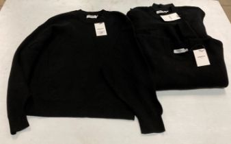 3 x MSCH Jilli Pullover with balloon sleeves in black (black beauty), all in sizes S/M - RRP: £69.