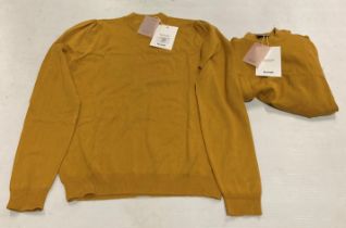 2 x NÜMPH Nubaojin Pullover in ladies fit with crew neck in mustard yellow (golden spice),
