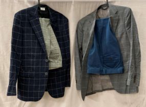 A Marzoni blue and white print suit jacket,