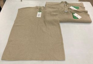 3 x MSCH ribbed turtle neck vests in cream (oatmeal melange), sizes 2 x XS/S and 1 x S/M - RRP: £59.