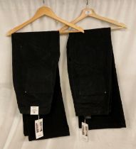 2 x FRANSA pairs of black ladies fit straight leg corduroys, in sizes 40 and 42 - RRP: £59.