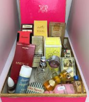 Helena Rubinstein box containing part-used bottles of perfume,