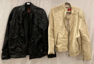 2 x Faux-leather jackets - a cream jacket by Wills Lifestyle (size L) and a black jacket by DE