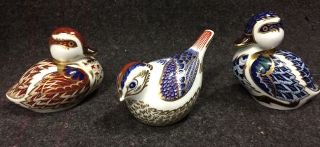 Three Royal Crown Derby bird paperweights 5.