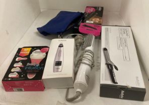 Five items - Braun electric tongs, Babyliss tongs, Turata blackhead remover,