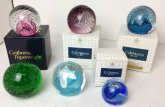 Six paperweights including five by Caithness (four with boxes) (saleroom location: T05 2)