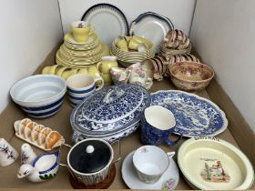Contents to tray - eighty five plus ceramic items including six pieces of Crown Ducal Wild Rose,