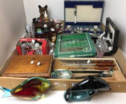 Contents to tray - twenty items including Poole Pottery dolphin,