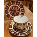 Royal Crown Derby 1128 XIV bone china cup and saucer together with a matching side plate (17cm