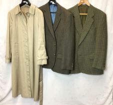 Three items of pre-worn clothing Dannimac ladies beige coat with detachable belt (we estimate size