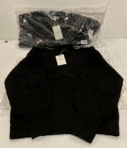 2 x MSCH chunky knit jumpers/pullovers in black, both size XS/S - RRP: £69.