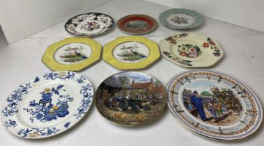 Nine plates including two Wedgwood Imperial Porcelain octagonal exotic birds decorated 12cm