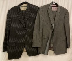 2 x Gent's suits - one Hugo Boss wool and cashmere black pin-striped suit jacket and trousers (size