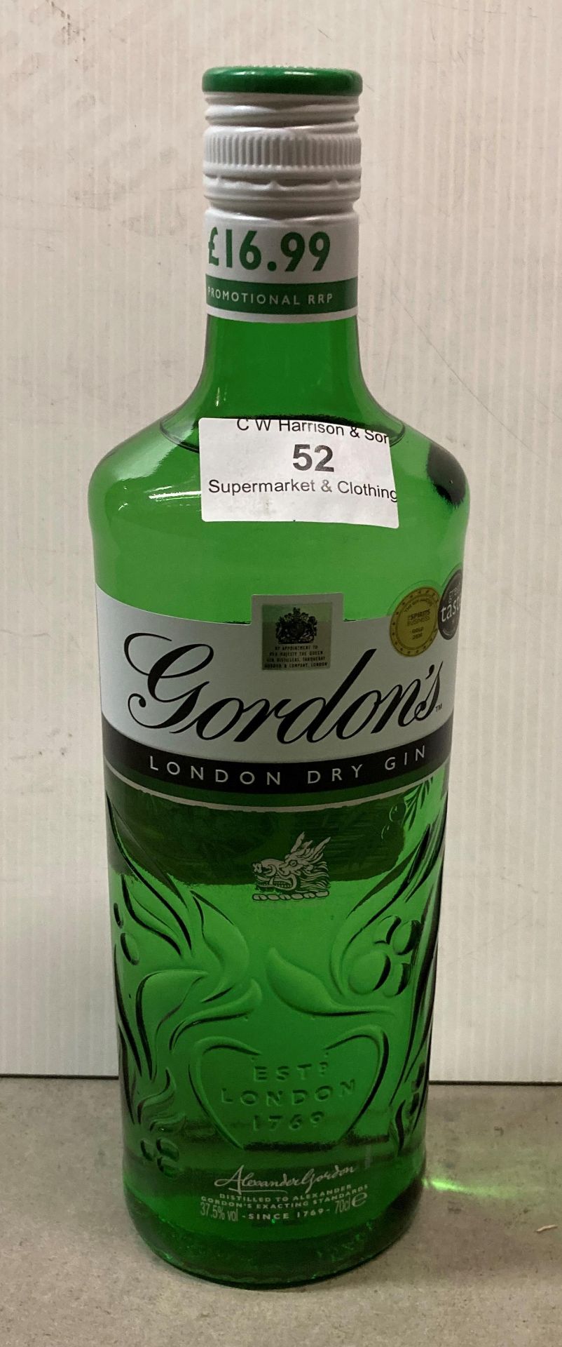 70cl bottle of Gordon's London Dry Gin (saleroom location: F13)