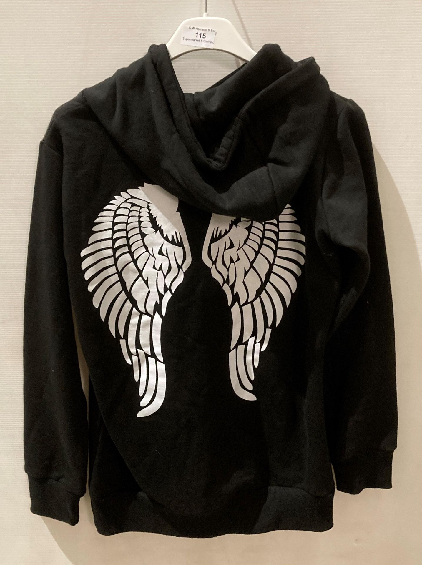 5 x Gypsy Queen black fashion hoodies with white angel wing print to back, sizes S/M, - Image 2 of 2