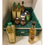 Contents to tray - 15 x assorted bottles and jars - vegetable oil, Hellman's Mayonnaise,