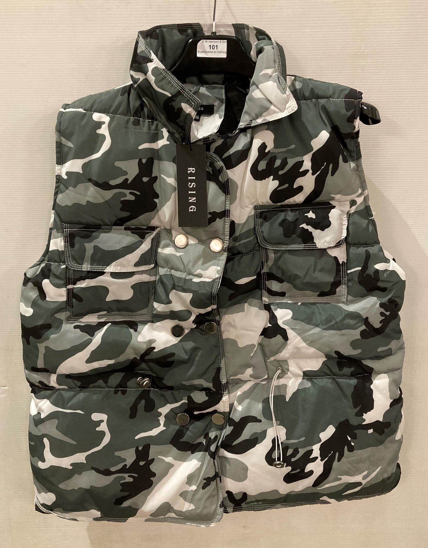 3 x Rising camo print body warmers,