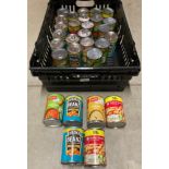 Contents to tray - 27 x assorted cans of Heinz and other baked beans, soups,