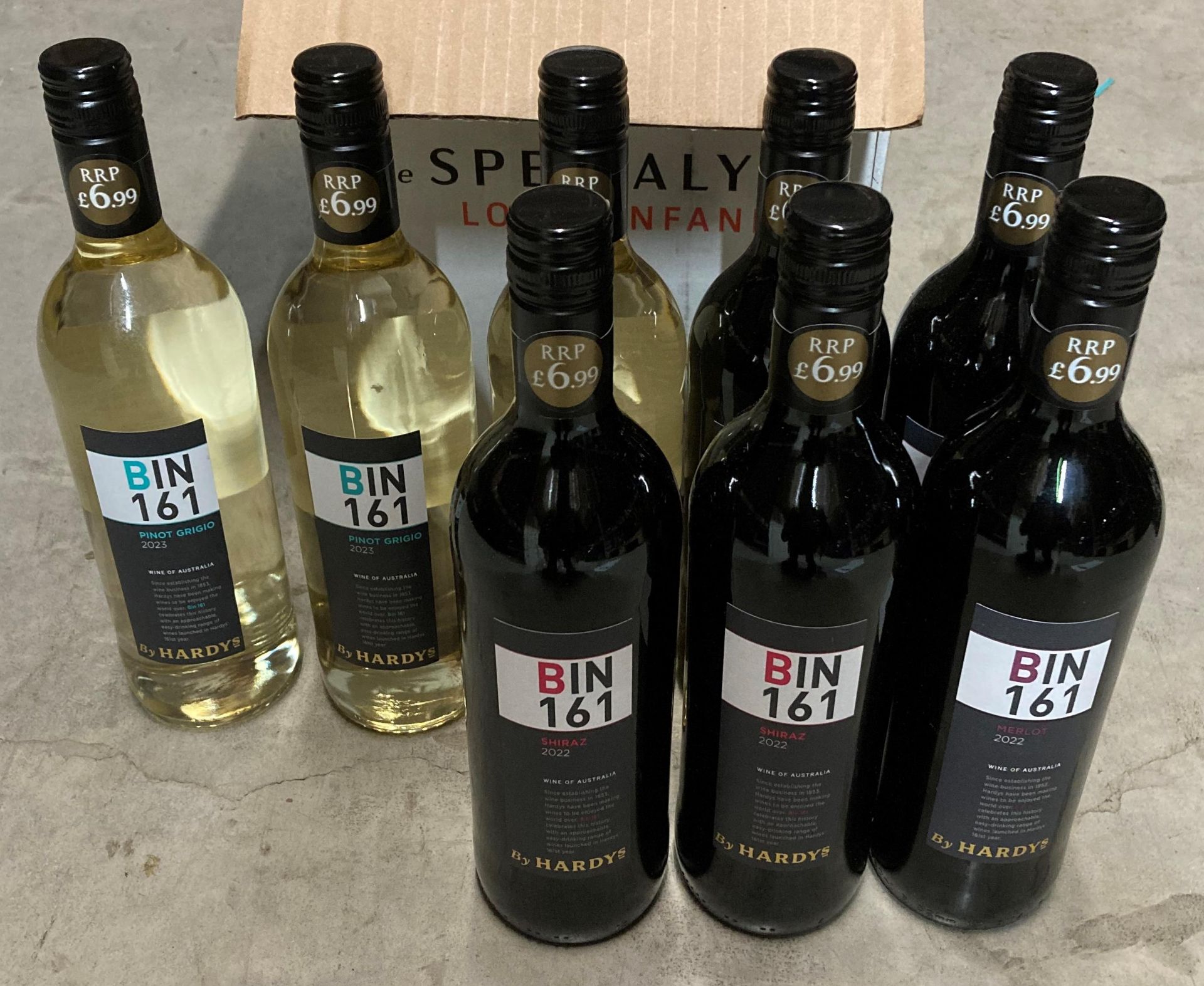 8 x 750ml bottles of Hardys Bin 161 Pinot Grigio,