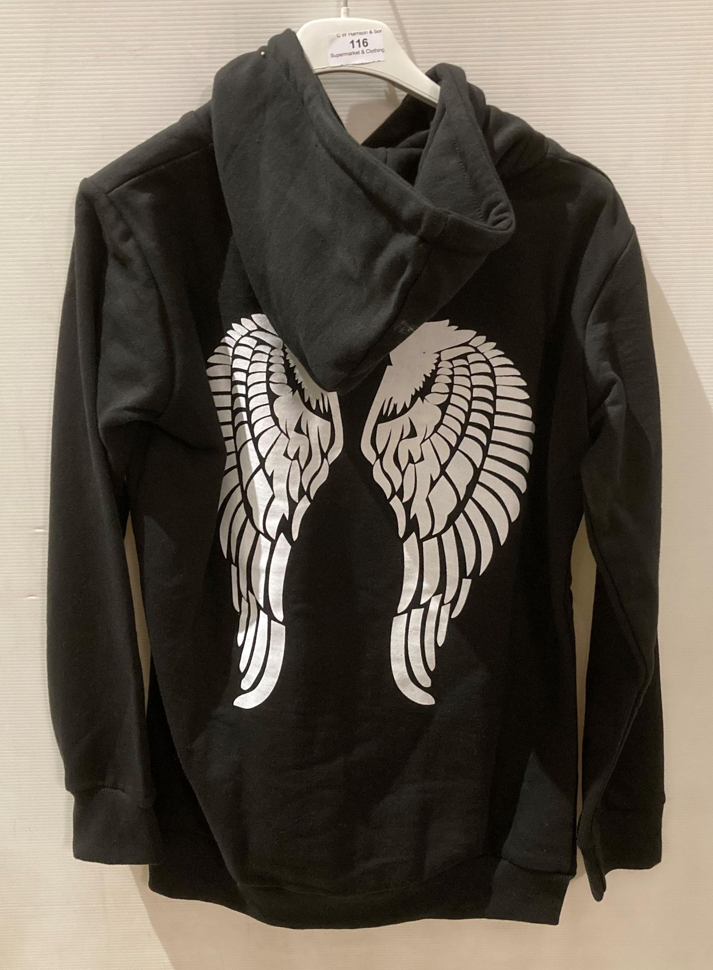 6 x Gypsy Queen black fashion hoodies with white angel wing print to back, sizes S/M, - Image 2 of 2