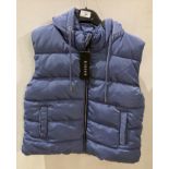 6 x Rising blue body warmers with centre zip, sizes S, M,