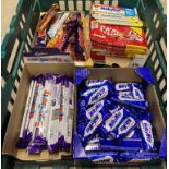 Contents to tray - 100 x assorted chocolate bars including Milky Way, KitKat, Twix, Wispa, Rolos,