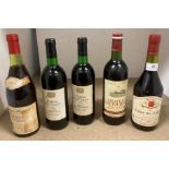 Five various bottles of red wine - 2 x 73cl bottles of Wine Society Château Petit Gravier(1976),