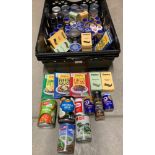 Contents to tray - 60 x assorted items - tinned food, jars of Princess tuna paste, chicken paste,