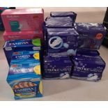 23 x items of assorted feminine hygiene products - 3 packs of Tampax including 2 x Tampax Pearl