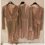 12 x assorted Allyson champagne metallic coloured dresses, various styles, sizes S,