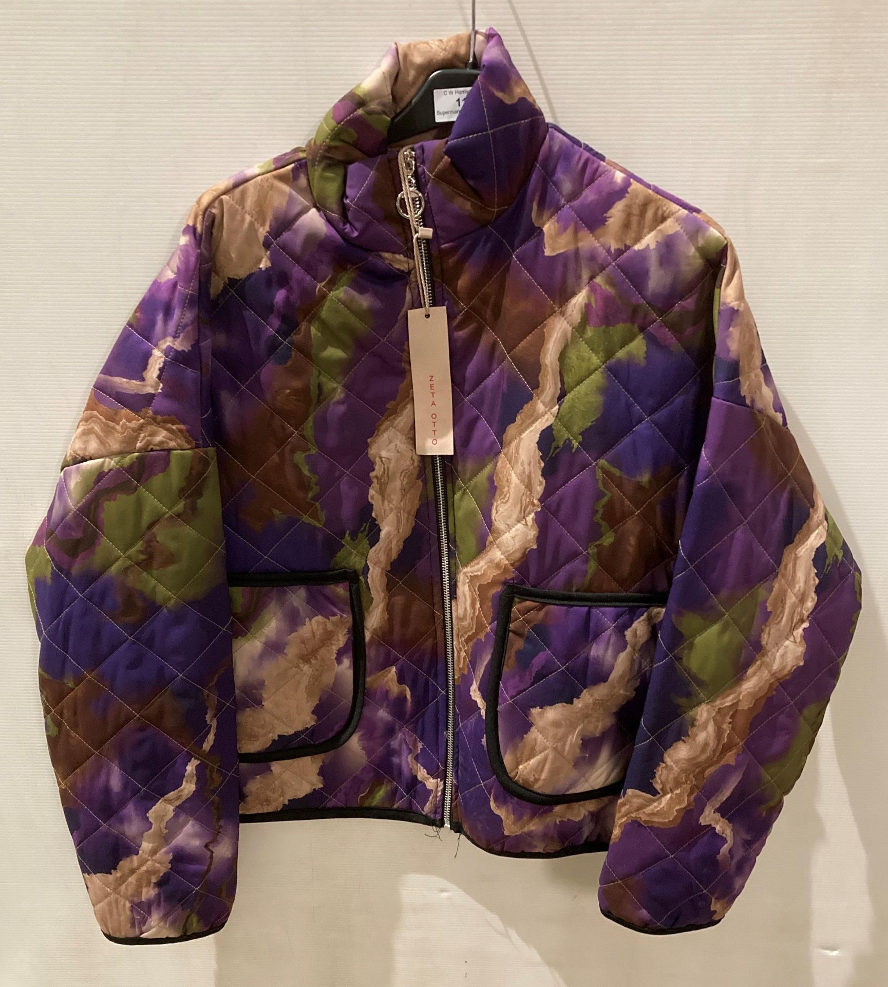 7 x Izeta Otto jackets with zip fastening in purple camo print,