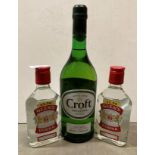 750ml bottle of Croft Original Pale Cream Sherry and 2 x 20cl bottles of Glen's Vodka (saleroom