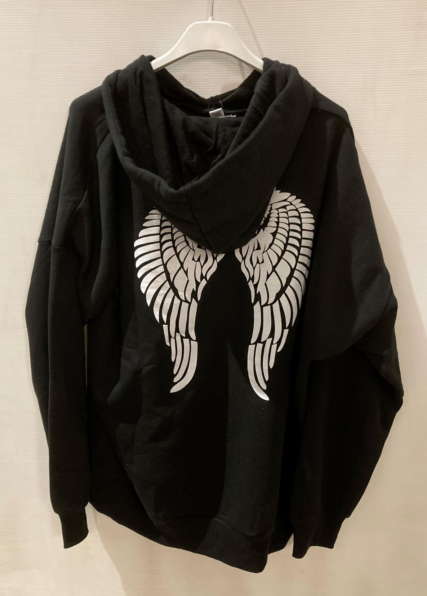 11 x GQ (Gypsy Queen) black hoodies with angel wing print to back, sizes S/M, - Image 2 of 2